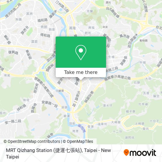 MRT Qizhang Station (捷運七張站) map