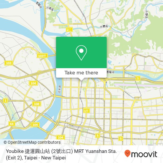 Youbike 捷運圓山站 (2號出口) MRT Yuanshan Sta. (Exit 2) map