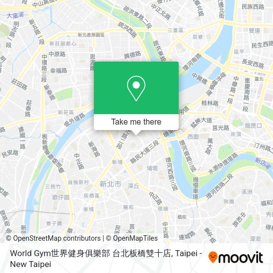 World Gym世界健身俱樂部 台北板橋雙十店地圖