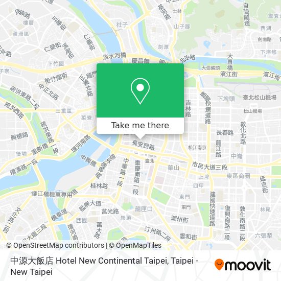 中源大飯店 Hotel New Continental Taipei map