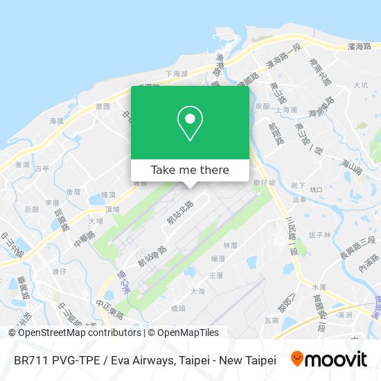 BR711 PVG-TPE / Eva Airways map