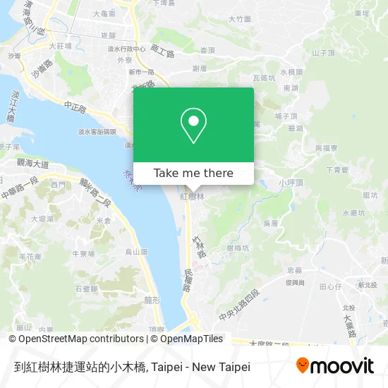 到紅樹林捷運站的小木橋 map