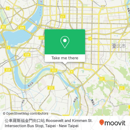 公車羅斯福金門街口站 Roosevelt and Kimmen St. Intersection Bus Stop map