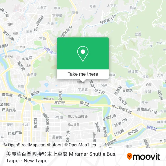 美麗華百樂園接駁車上車處 Miramar Shuttle Bus地圖