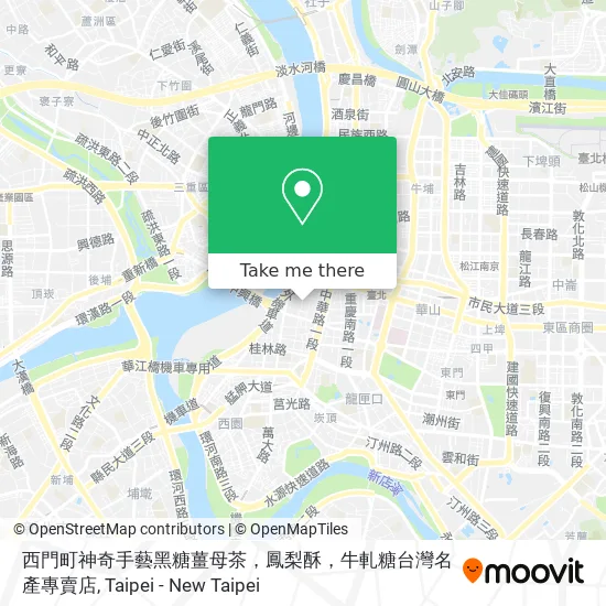 西門町神奇手藝黑糖薑母茶，鳳梨酥，牛軋糖台灣名產專賣店 map