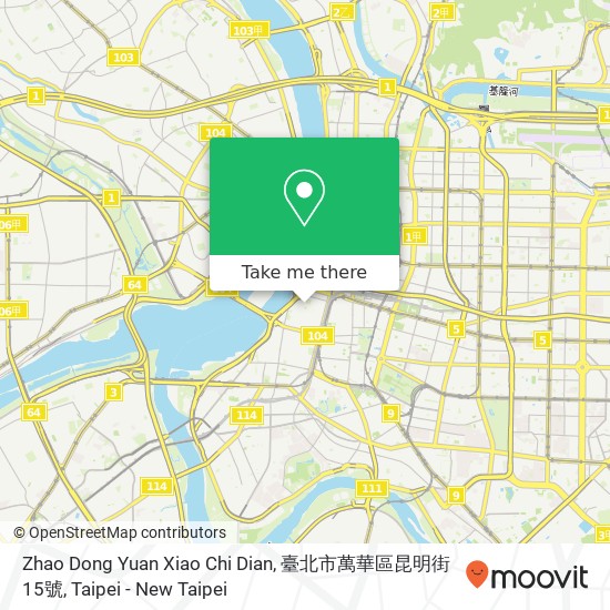 Zhao Dong Yuan Xiao Chi Dian, 臺北市萬華區昆明街15號地圖