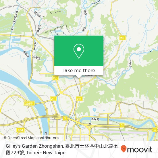 Gilley's Garden Zhongshan, 臺北市士林區中山北路五段729號 map