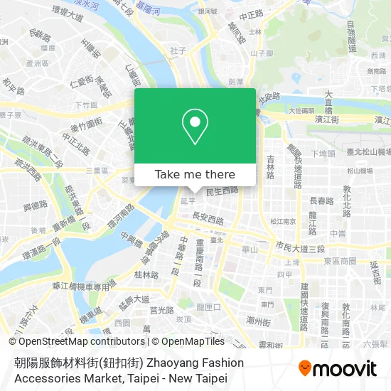 朝陽服飾材料街(鈕扣街) Zhaoyang Fashion Accessories Market map