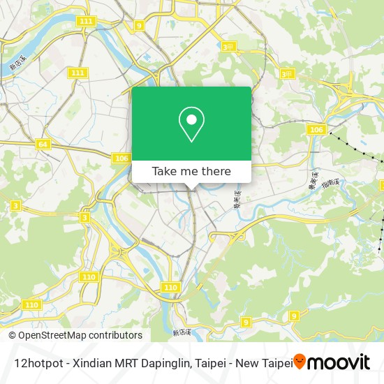 12hotpot - Xindian MRT Dapinglin map