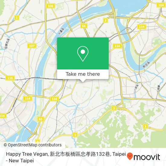 Happy Tree Vegan, 新北市板橋區忠孝路132巷地圖