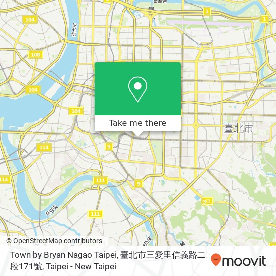Town by Bryan Nagao Taipei, 臺北市三愛里信義路二段171號 map