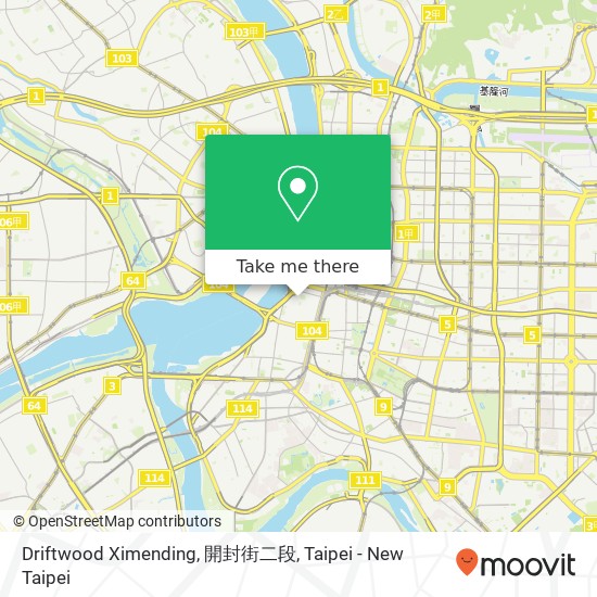 Driftwood Ximending, 開封街二段 map