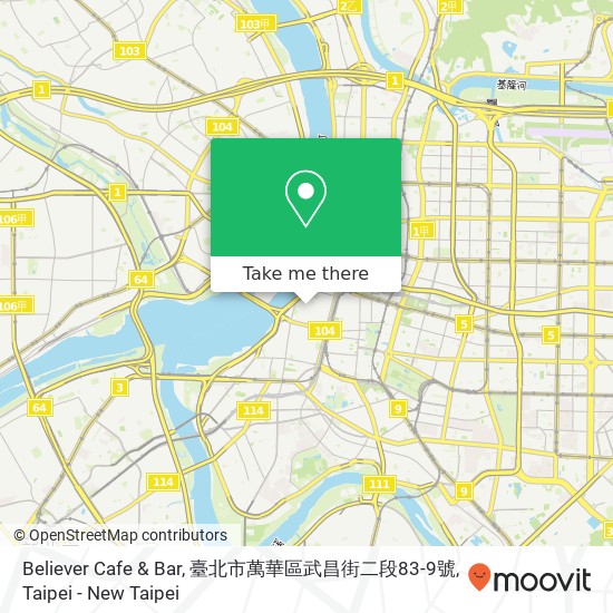 Believer Cafe & Bar, 臺北市萬華區武昌街二段83-9號 map