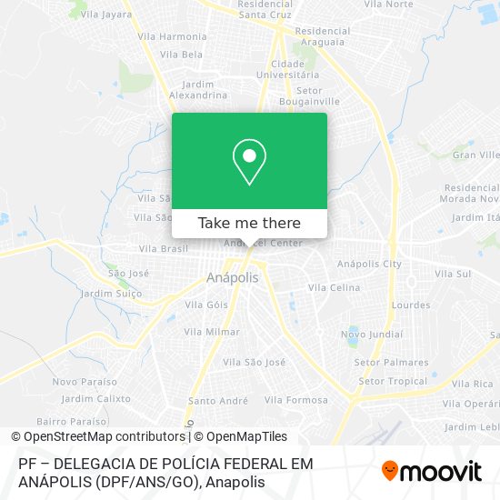 Mapa PF – DELEGACIA DE POLÍCIA FEDERAL EM ANÁPOLIS (DPF / ANS / GO)