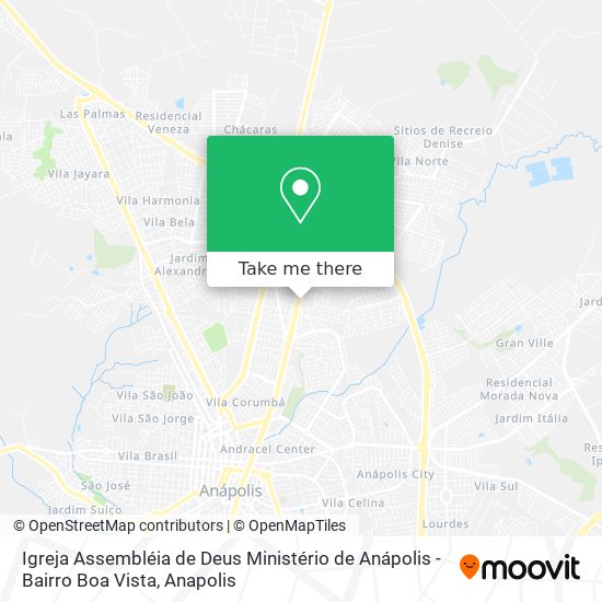 Mapa Igreja Assembléia de Deus Ministério de Anápolis - Bairro Boa Vista