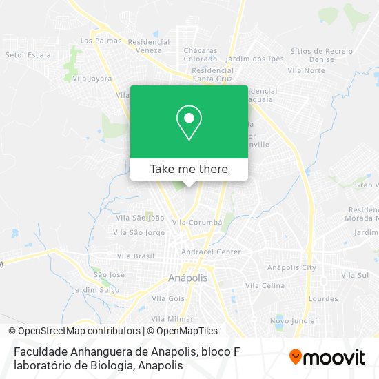 Mapa Faculdade Anhanguera de Anapolis, bloco F laboratório de Biologia