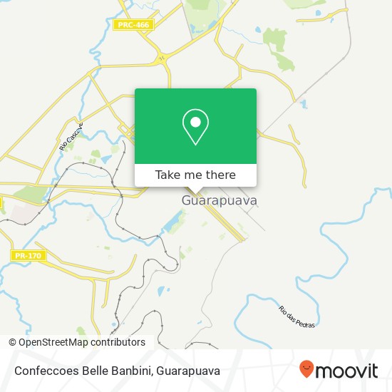 Mapa Confeccoes Belle Banbini, Rua Padre Chagas, 3548 Centro Guarapuava-PR 85010-020
