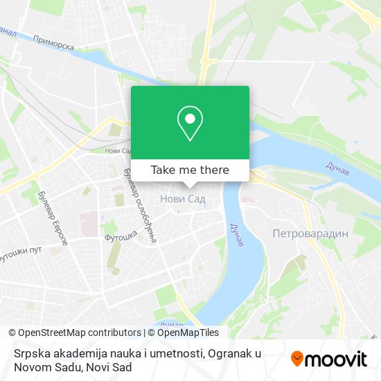 Srpska akademija nauka i umetnosti, Ogranak u Novom Sadu map