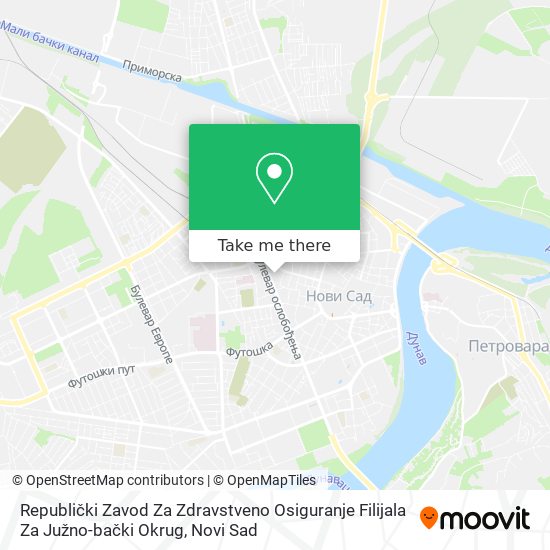 Republički Zavod Za Zdravstveno Osiguranje Filijala Za Južno-bački Okrug map