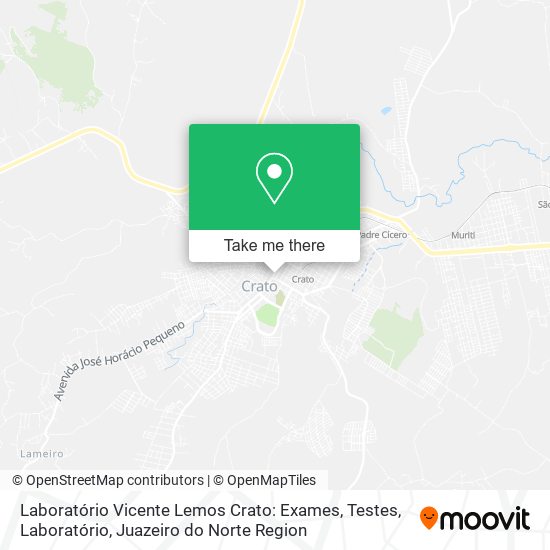 Mapa Laboratório Vicente Lemos Crato: Exames, Testes, Laboratório