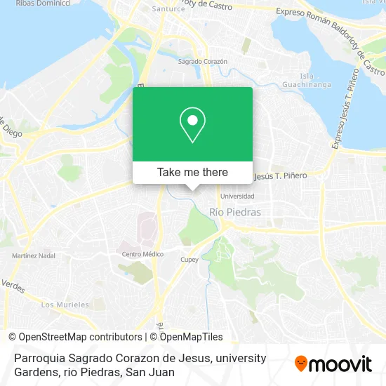 Mapa de Parroquia Sagrado Corazon de Jesus, university Gardens, rio Piedras