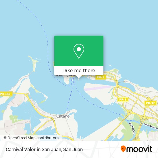 Carnival Valor in San Juan map