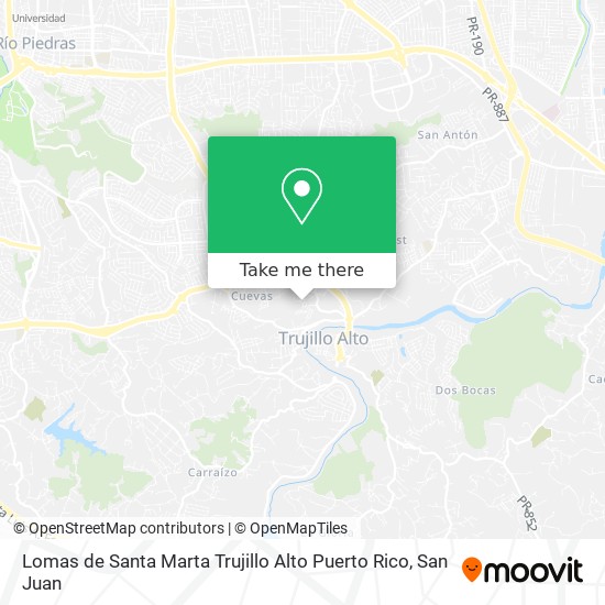 Lomas de Santa Marta Trujillo Alto Puerto Rico map