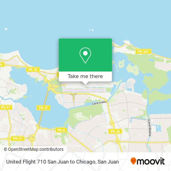 United Flight 710 San Juan to Chicago map