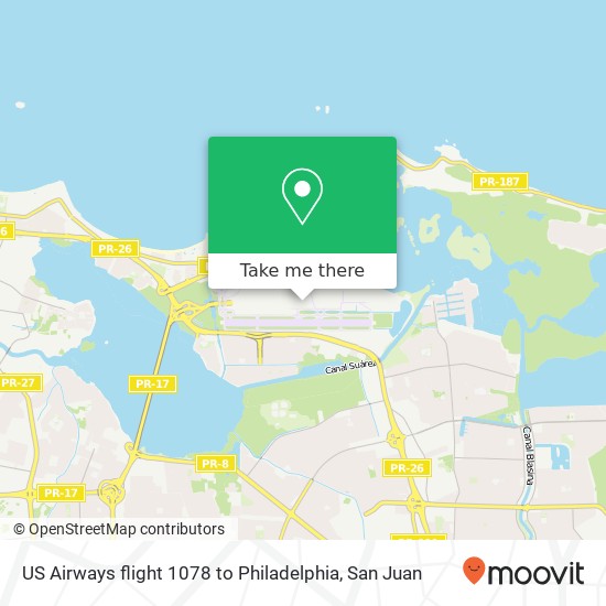 US Airways flight 1078 to Philadelphia map