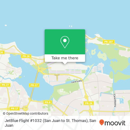 JetBlue Flight #1032 (San Juan to St. Thomas) map