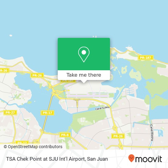 TSA Chek Point at SJU Int'l Airport map