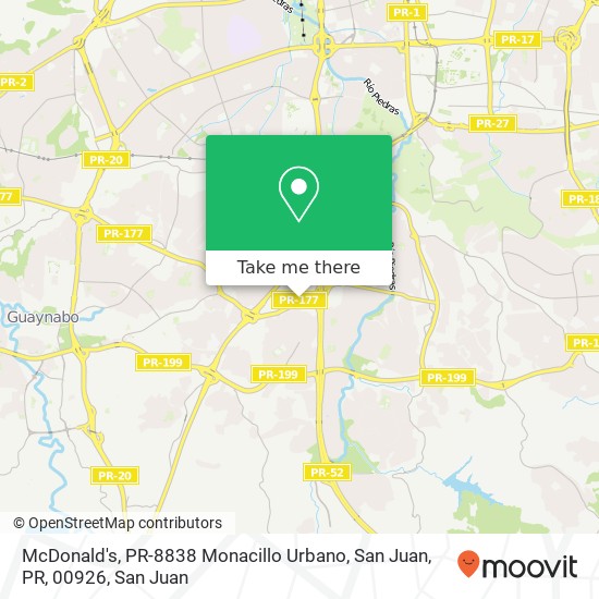 McDonald's, PR-8838 Monacillo Urbano, San Juan, PR, 00926 map