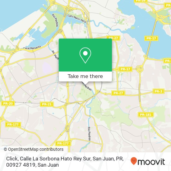 Mapa de Click, Calle La Sorbona Hato Rey Sur, San Juan, PR, 00927 4819