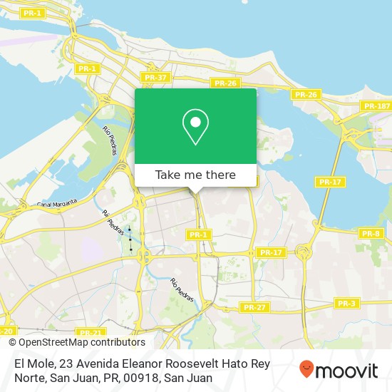 Mapa de El Mole, 23 Avenida Eleanor Roosevelt Hato Rey Norte, San Juan, PR, 00918