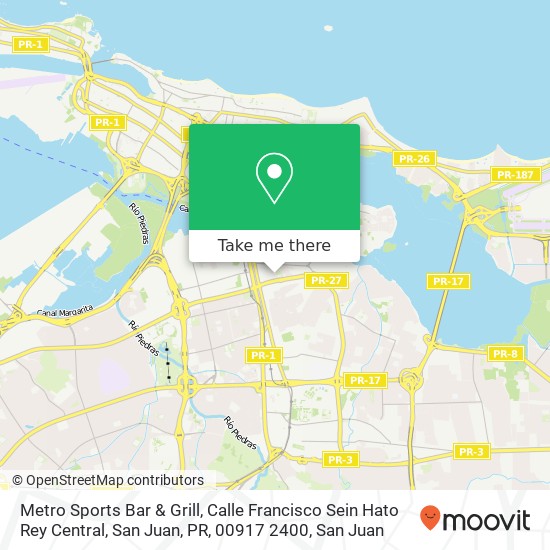 Metro Sports Bar & Grill, Calle Francisco Sein Hato Rey Central, San Juan, PR, 00917 2400 map