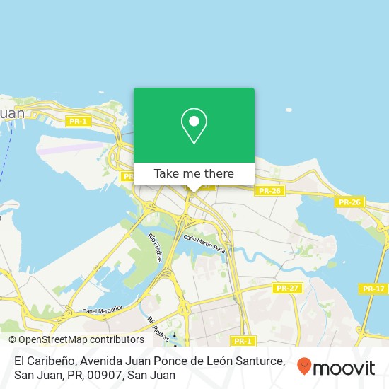 El Caribeño, Avenida Juan Ponce de León Santurce, San Juan, PR, 00907 map
