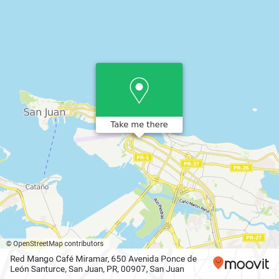 Mapa de Red Mango Café Miramar, 650 Avenida Ponce de León Santurce, San Juan, PR, 00907