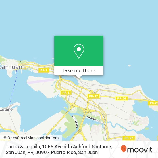 Mapa de Tacos & Tequila, 1055 Avenida Ashford Santurce, San Juan, PR, 00907 Puerto Rico