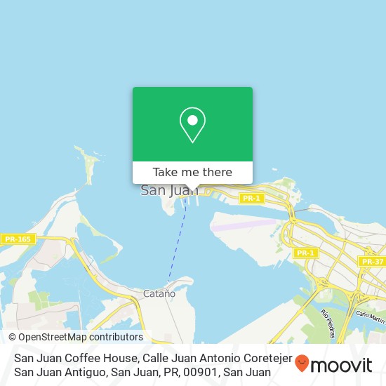 Mapa de San Juan Coffee House, Calle Juan Antonio Coretejer San Juan Antiguo, San Juan, PR, 00901