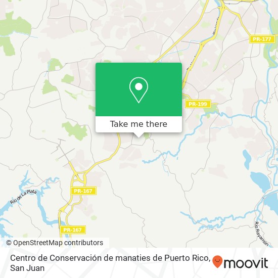 Mapa de Centro de Conservación de manaties de Puerto Rico