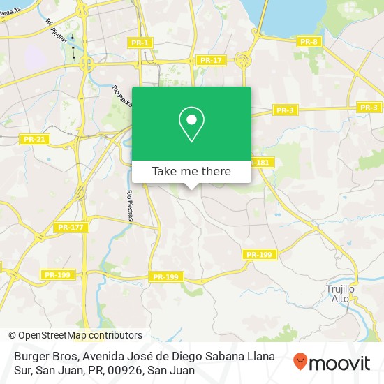 Burger Bros, Avenida José de Diego Sabana Llana Sur, San Juan, PR, 00926 map
