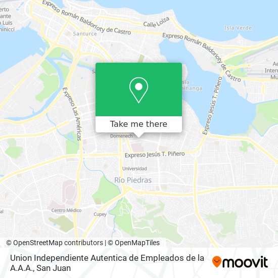 Union Independiente Autentica de Empleados de la A.A.A. map