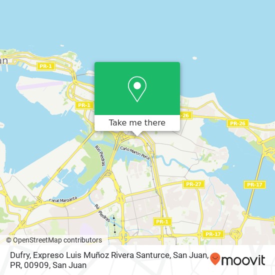 Mapa de Dufry, Expreso Luis Muñoz Rivera Santurce, San Juan, PR, 00909