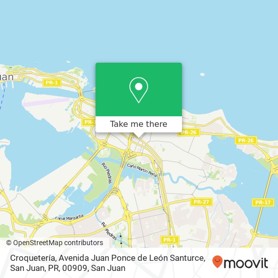 Mapa de Croquetería, Avenida Juan Ponce de León Santurce, San Juan, PR, 00909