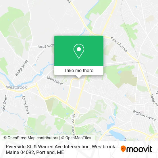 Riverside St. & Warren Ave Intersection, Westbrook Maine 04092 map