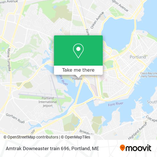 Amtrak Downeaster train 696 map