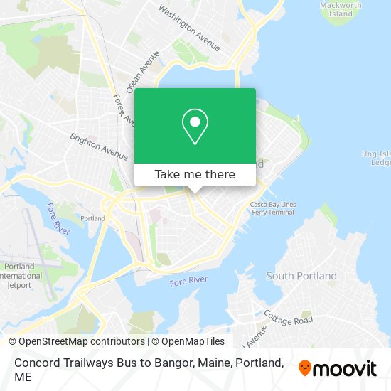 Concord Trailways Bus to Bangor, Maine map