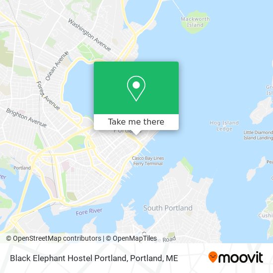 Black Elephant Hostel Portland map