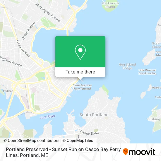Portland Preserved - Sunset Run on Casco Bay Ferry Lines map