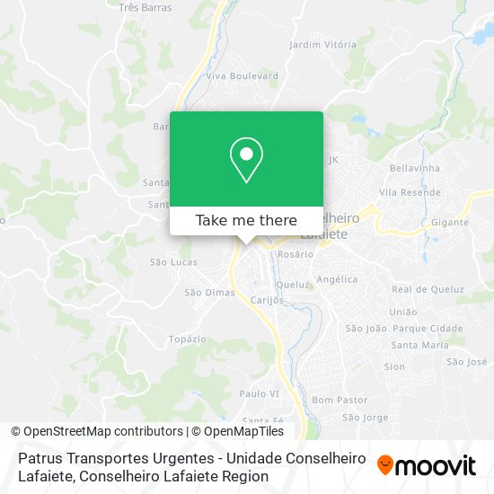 Mapa Patrus Transportes Urgentes - Unidade Conselheiro Lafaiete